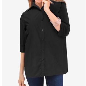 Womens size 28 black button down shirt